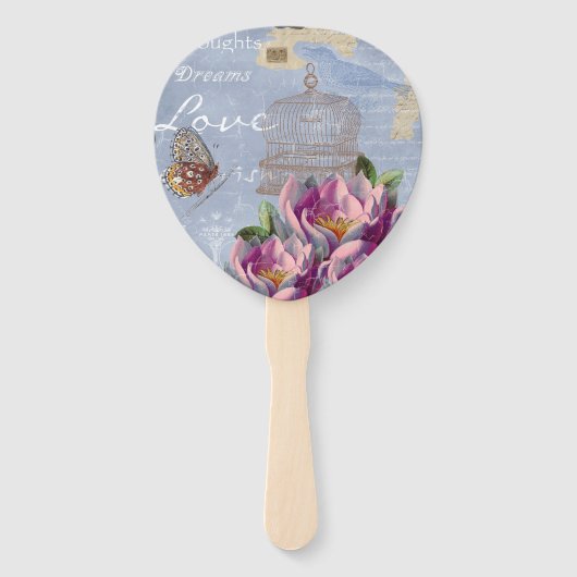 Victoriaans liefdesdenken Dreams Butterfly Bird Ca Handwaaier (Voorkant)
