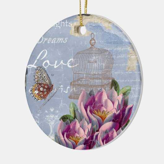 Victoriaans liefdesdenken Dreams Butterfly Bird Ca Keramisch Ornament (Links)