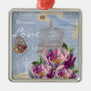 Victoriaans liefdesdenken Dreams Butterfly Bird Ca Metalen Ornament