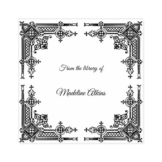 Victoriaans Lijst Boekplaat Uit de Bibliotheek van Rubberstempel (Afrduk)