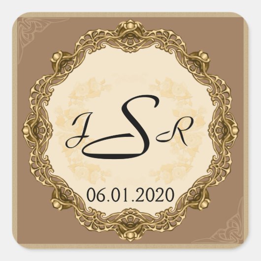 Victoriaans Lijst in Gold Monogram Sticker (Voorkant)