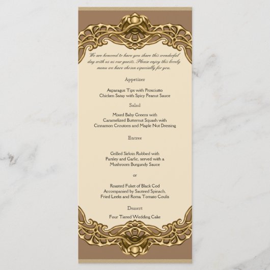 Victoriaans Lijst in Gold Wedding Menu (Voorkant)