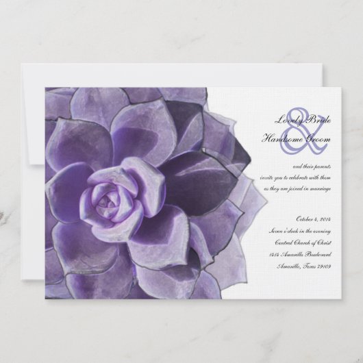 Victoriaans Lila gelaagd Succulent Wedding nodigt Kaart (Voorkant)