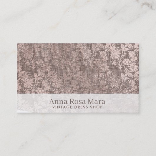 *~* Victoriaans linen Floral Grey Visitekaartje (Voorkant)