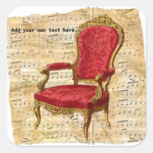 Victoriaans Lounge Stoel Muzikale Score Achtergron Vierkante Sticker