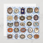 Victoriaans Lover's oog in blauw en wit vocht Bedankkaart (Voorkant / Achterkant)