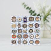 Victoriaans Lover's oog in blauw en wit vocht Bedankkaart (Staand voorkant)