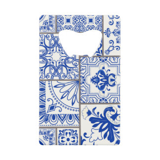 Victoriaans Majolica: Patchwork Tegel Pattern. Kredietkaart Flessenopener