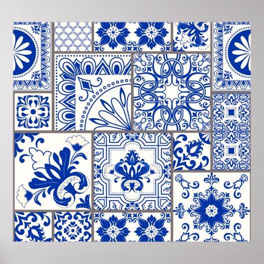 Victoriaans Majolica: Patchwork Tegel Pattern. Poster (Voorkant)