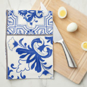 Victoriaans Majolica: Patchwork Tegel Pattern. Theedoek (Quarter Fold)
