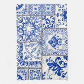 Victoriaans Majolica: Patchwork Tegel Pattern. Theedoek (Verticaal)