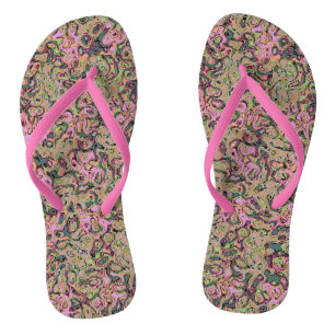 Victoriaans Marmeren Roze Beige Print Design Teenslippers