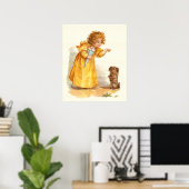 Victoriaans meisje en hond van Frances Brundage Poster (Thuiskantoor)