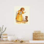 Victoriaans meisje en hond van Frances Brundage Poster (Keuken)