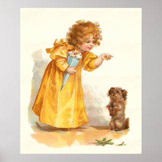 Victoriaans meisje en hond van Frances Brundage Poster