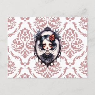 Victoriaans Meisje in Spiegel Halloween Feestdagenkaart