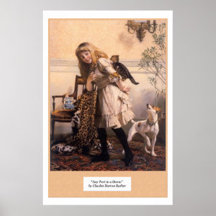Victoriaans meisje Kittens Dog "Elke poort in een  Poster