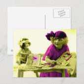 Victoriaans meisje met Briefkaart Doll (Voorkant / Achterkant)
