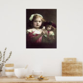  Victoriaans meisje met Doll Art Print (Keuken)