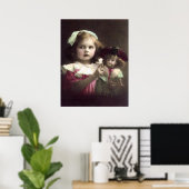  Victoriaans meisje met Doll Art Print (Thuiskantoor)