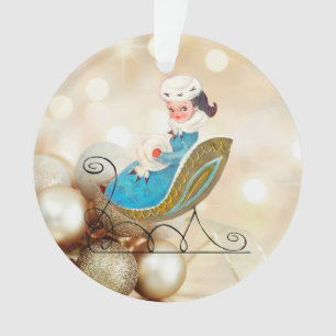Victoriaans meisje met ouderwetse spiering ornament