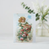 Victoriaans meisje met Rozen Briefkaart (Staand voorkant)