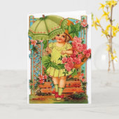 Victoriaans meisje met Rozen Note Kaart (Gele Bloem)