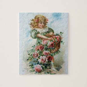 Victoriaans meisje met Rozen puzzel
