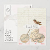 Victoriaans  meisje op fiets Hartelijk dank Briefkaart (Voorkant / Achterkant)