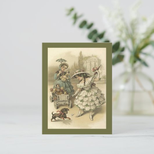 Victoriaans meisje op weg naar het Briefkaart van (Staand voorkant)