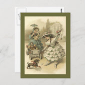 Victoriaans meisje op weg naar het Briefkaart van (Voorkant / Achterkant)