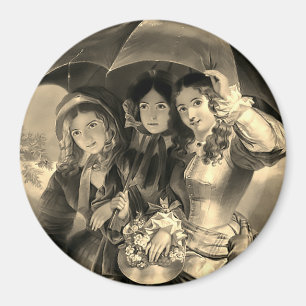 Victoriaans meisje paraplu regen Victoriaans dame  Magneet