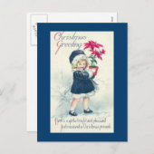 Victoriaans Meisje Vintage Kerst Briefkaart (Voorkant / Achterkant)