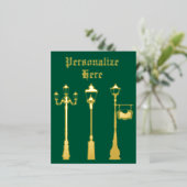 Victoriaans messing Lamp post lantaarn groen goud Folie Feestdagen Briefkaart (Staand Voorkant)