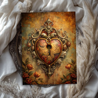  Victoriaans metaalsleutelslot  Bloemen Tissuepapier