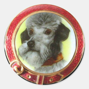 VICTORIAANS MINIATURE DOG PORTRAITS Airedale Terri Ronde Sticker
