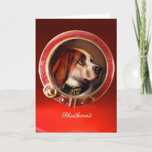 VICTORIAANS MINIATURE DOG PORTRAITS Bloodhound Feestdagen Kaart