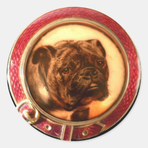 VICTORIAANS MINIATURE DOG PORTRAITS Bulldog Ronde Sticker