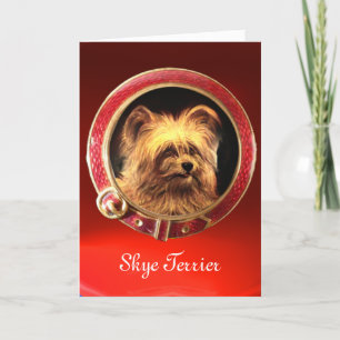 VICTORIAANS MINIATURE DOG PORTRAITS Skye Terrier Feestdagen Kaart