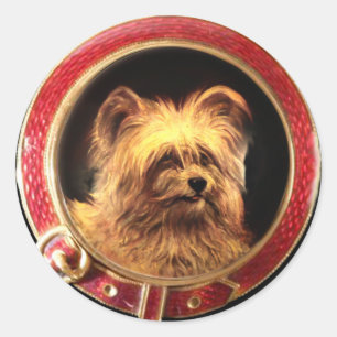 VICTORIAANS MINIATURE DOG PORTRAITS Skye Terrier Ronde Sticker