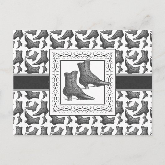 Victoriaans Mode Boots Elegant Patroon Briefkaart (Voorkant)