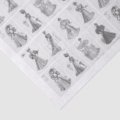 Victoriaans Mode Vrouwen Ontwerpen zwart-wit Tissuepapier (Detail)