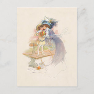 Victoriaans moeder en dochter Feestdagenkaart