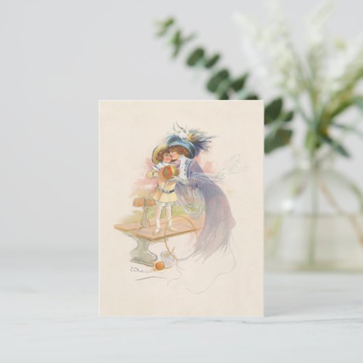 Victoriaans moeder en dochter Feestdagenkaart (Staand voorkant)