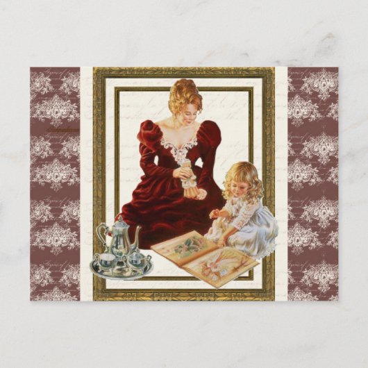Victoriaans moeder en kind briefkaart (Voorkant)