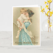 Victoriaans Moeder en Kind Kaart (Gele Bloem)
