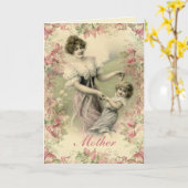 Victoriaans moeder en kind  Moederdag Kaart (Gele Bloem)
