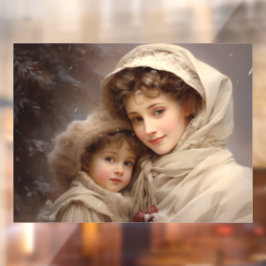 Victoriaans moeder en kind raamsticker