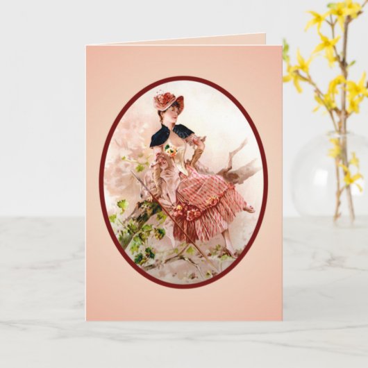 Victoriaans Moederdag Kaart (Gele Bloem)