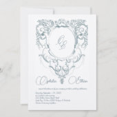 Victoriaans Monogram Barok crest bruiloft Kaart (Voorkant)